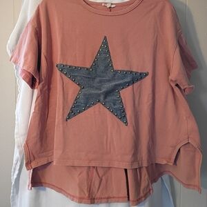 Orange Star Studded Woman's Shirt
